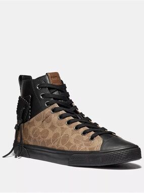 Coach Men’s Brown & Black High-Top Signature Canvas Sneaker